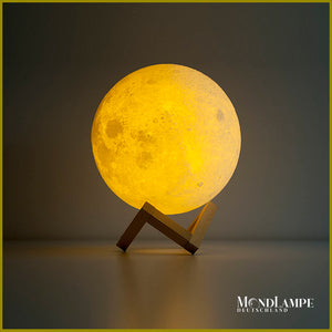 3D LED Mond Lampe mit Holzständer