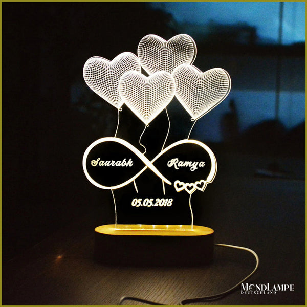 Romantische personalisierte Lampe als Geschenk zum Valentinstag