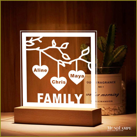 Stammbaum - Personalisierte Lampe (3-12 Namen)