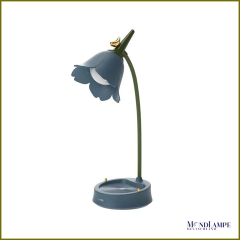 Tischlampe ohne Kabel mit Lampenschirm im Blumendesign